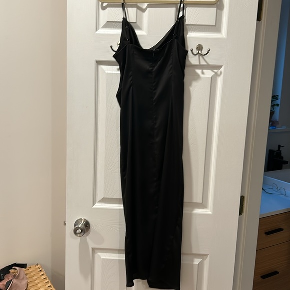 Classy Black Satin Dress - Cowl Neck - Picture 5 of 5